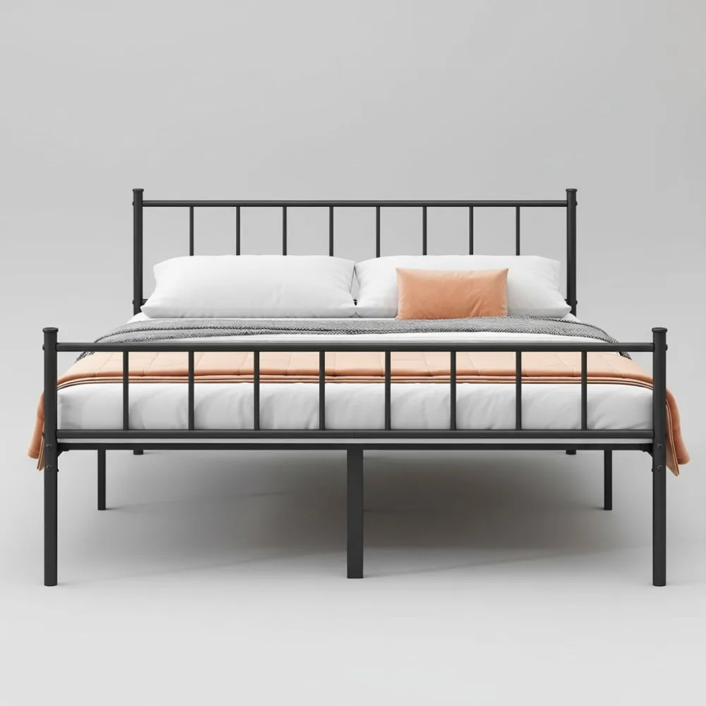 

Classic Metal Platform Bed Frame with Storage, Steel Slat Support, Easy Assembly, No Box Spring Needed, Queen Size