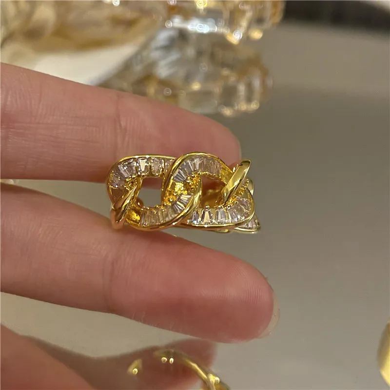 QMCOCO Silver Color Luxury Zircon Open Adjustable Rings For Woman Fashion Jewelry Wedding Party Girl Unique