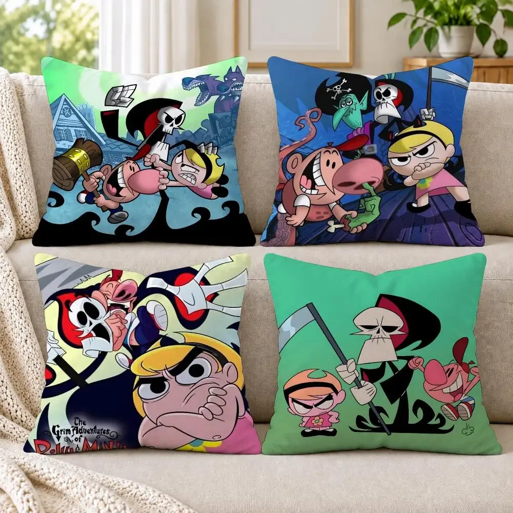 B-Billy & Mandy'sAdventure Cushion Cover Short Plush Double-Sided Printing Sofa Bedroom Living Room Throw Pillowcase Home Decor