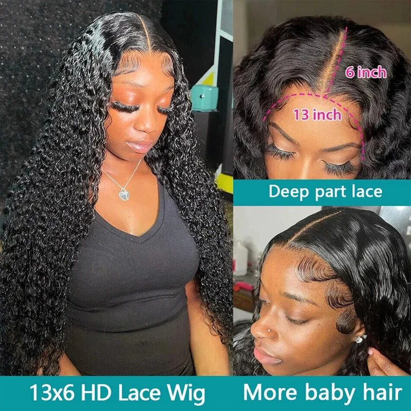 Human Hair Lace Front Wigs 13x6 Kinky Curly Pre Plucked 180% Density HD Transparent Lace Frontal Wigs Human Hair for Black Women