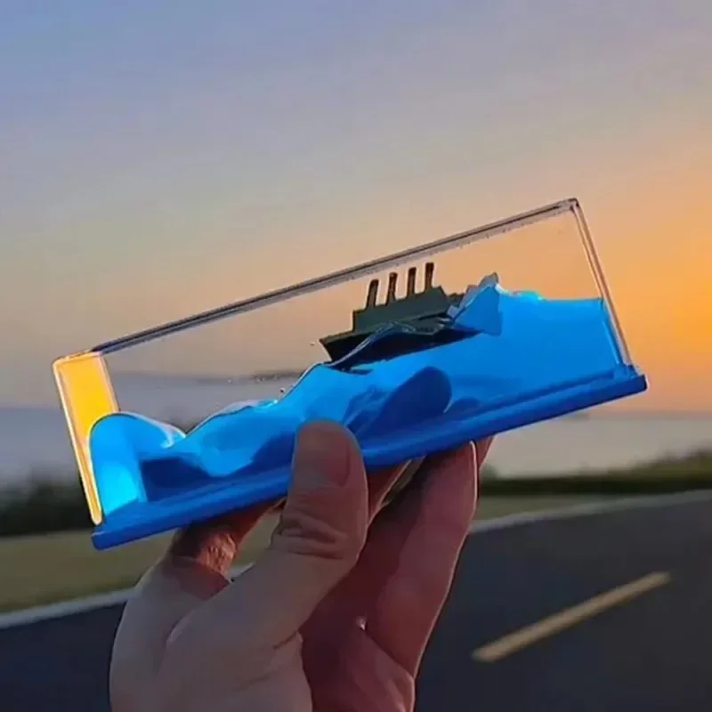 

Creative Cruise Ship Fluid Drift Bottle Desktop Decorate Birthday Gift Decompression Decoration Hourglass Car Ornament Gift