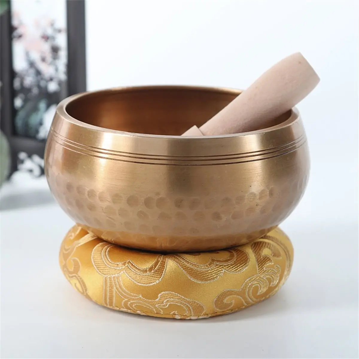 

8 см Йога Медитация Непал Тибет Будда ручной работы Чаша для пения ручной работы Латунный колокольчик Музыкальная терапия Тибетская поющая чаша [AA74-AAA]