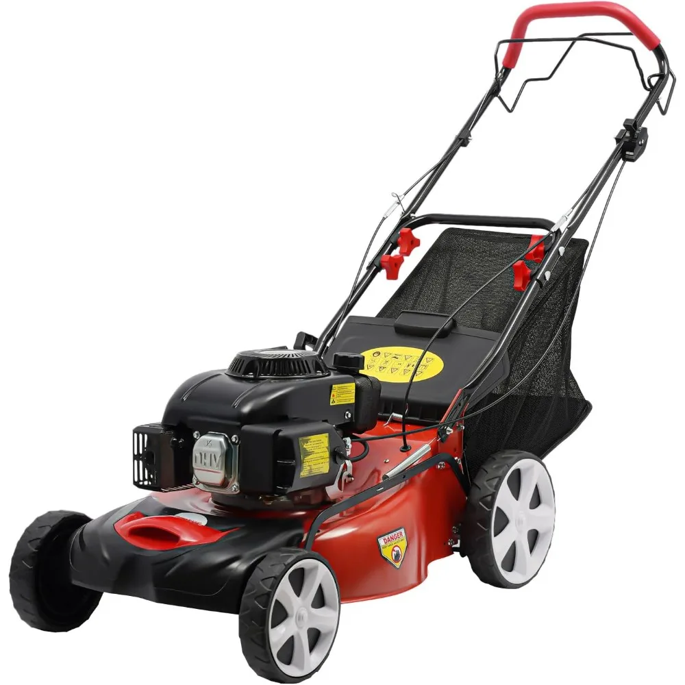 Self Propelled   Lawn Mower 140cc 4 Stroke Push Mower with 3 in 1 Mulching Bagging Side Discharge 8 Position Height