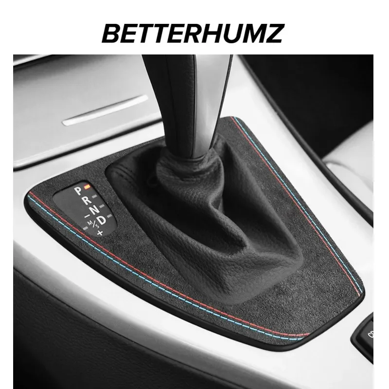 For BMW E90 E92 E93 Serie 3 2005-2012 Car Interior Gear Shifter Panel Trim Sticker Made of Alcantara M Performance Accessories