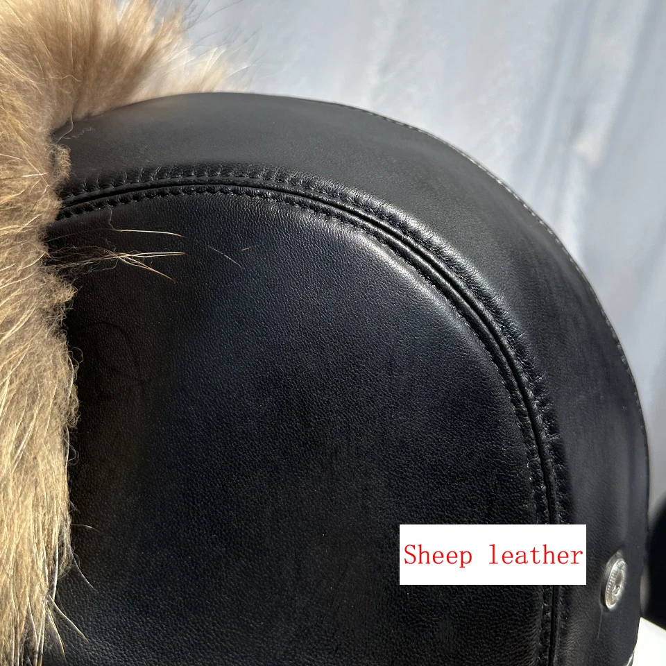 New 100% Genuine Fox Fur Ear-Protecting Hat Men Real Raccoon Fur Hat Women Winter Warm Fur Real Sheep Leather Snow Hat