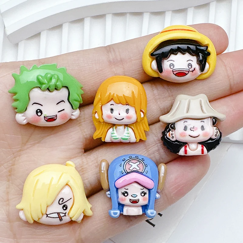 

10pcs/set One Piece Luffy Roronoa Zoro Nami Usopp Chopper Series Resin Accessories DIY Phone Case Refrigerator Sticker Hair