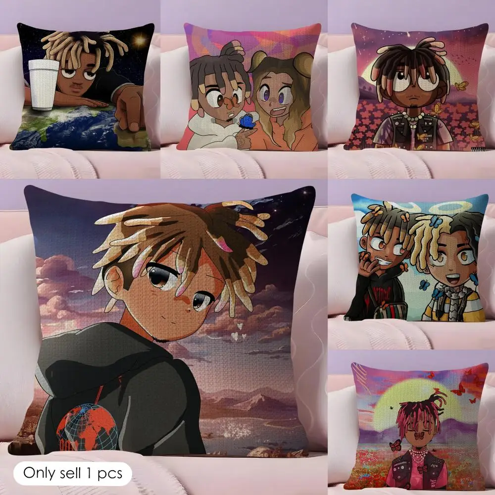 J-Juice WRLD Cushion Cover Natural Linen Double Sided Print  Throw Pillow Case for Sofa Couch Home Decor