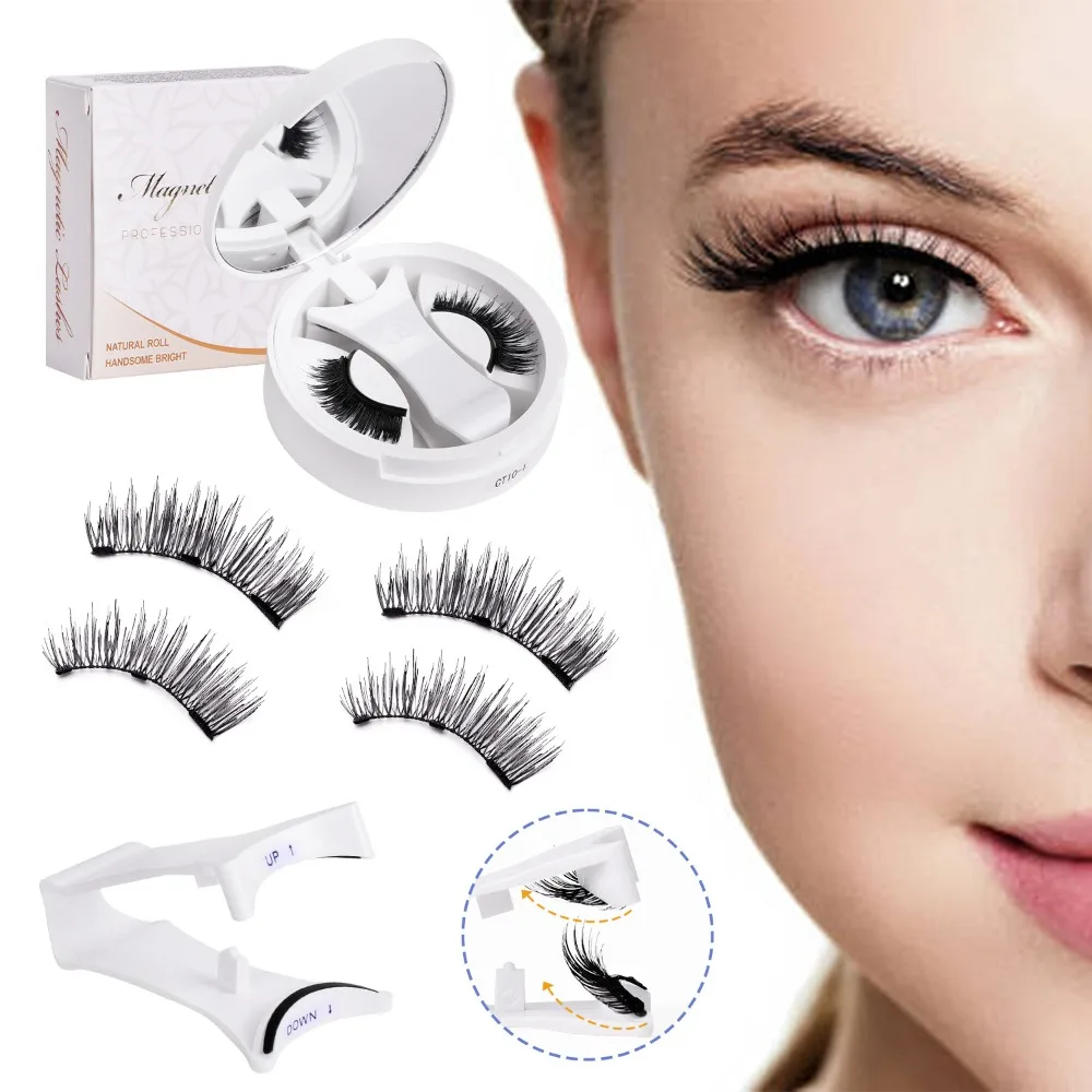 Repeatedly Magnetic Eyelashes with Applicator Natural No Glue Required Manga Lashes Easy To Use Wispy Lashes Women Girls