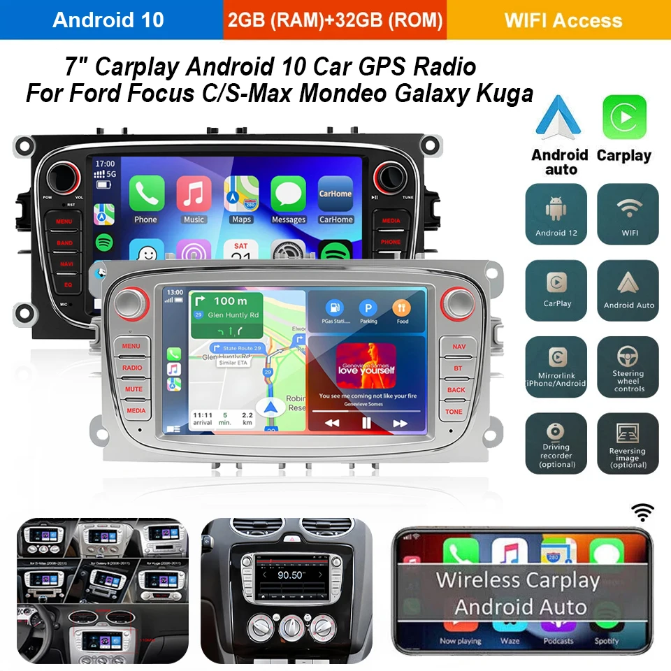 

XFY Car For Focus II Mondeo S-Max C-Max Galaxy Kuga 2008-2011 Car Radio Multimedia Carplay Wireless Autoaudio Wifi GPS Naviga