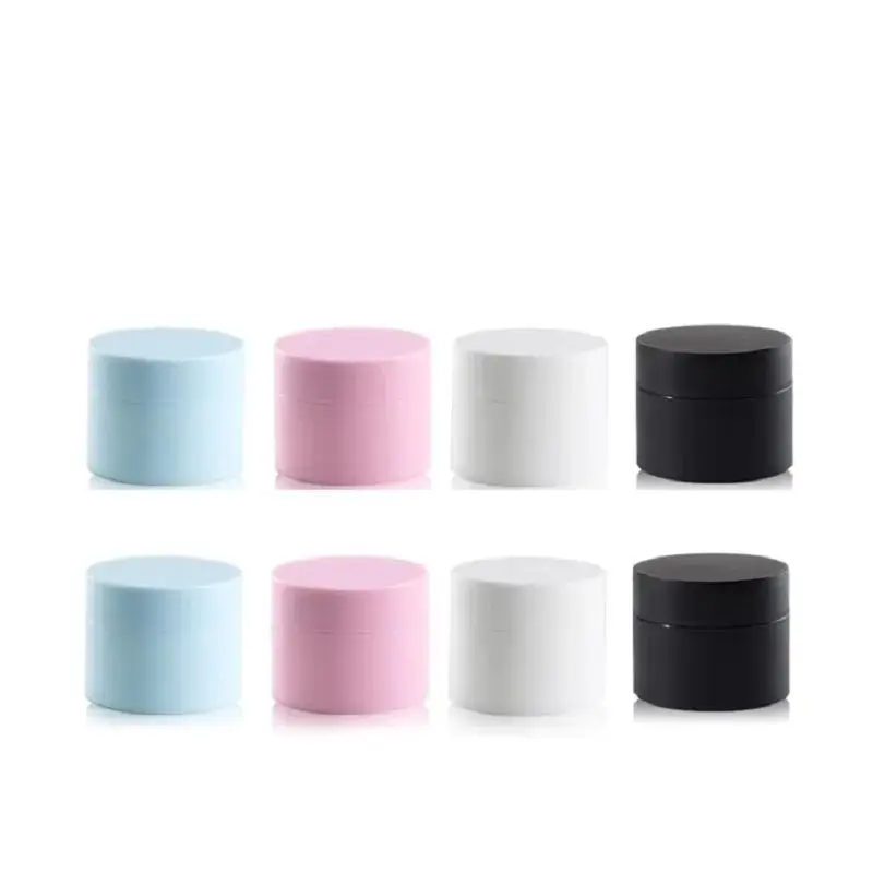 

30Pcs Plastic Maleup Container Pink Blue Black White Round PP Frost Double Layers Cream Pot 5g 10g 15g 20g 30g 50g Cosmetic Jars