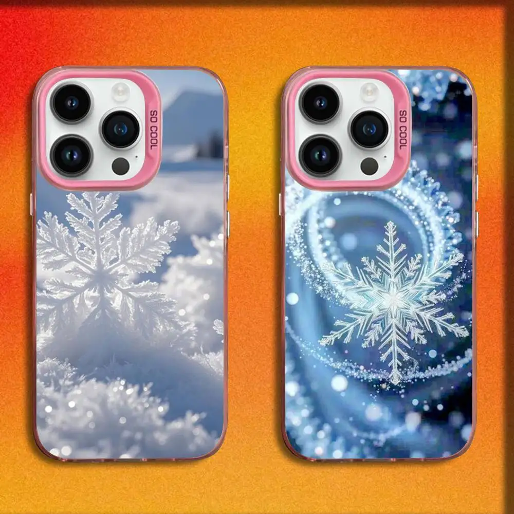

Snowflake Phone Case For iPhone 17,16,15,14,13,12,11,Pro,Max,Plus,E,SE4,Air,Mini Pink IMD Box