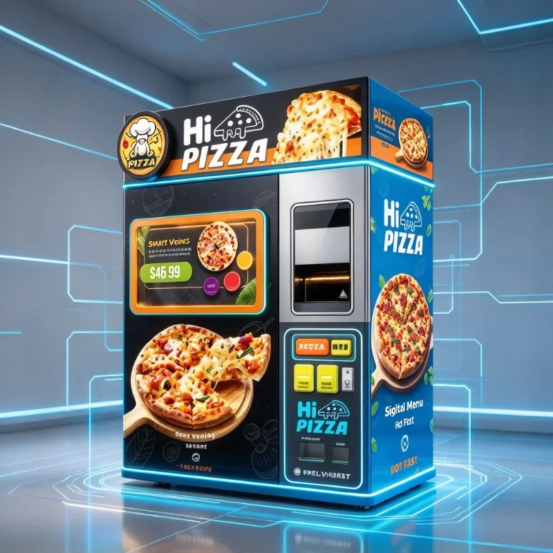 24 7 Fully Automatic Unmanned Pizza Vending Machine Multi Payment Stainless Steel Cloud Remote Management Customized