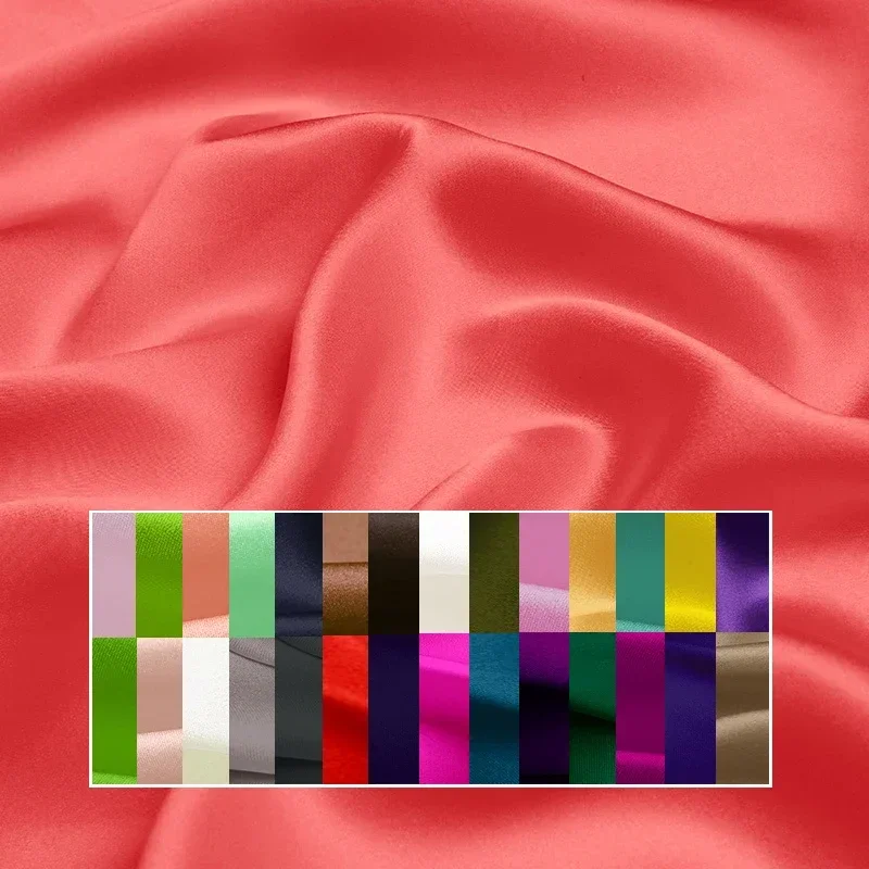 

Color31-60! 114CM Wide 22MM Solid Color Silk Crepe Satin Plain Fabric for Spring Summer Dress Jacket Clothes Pants F076