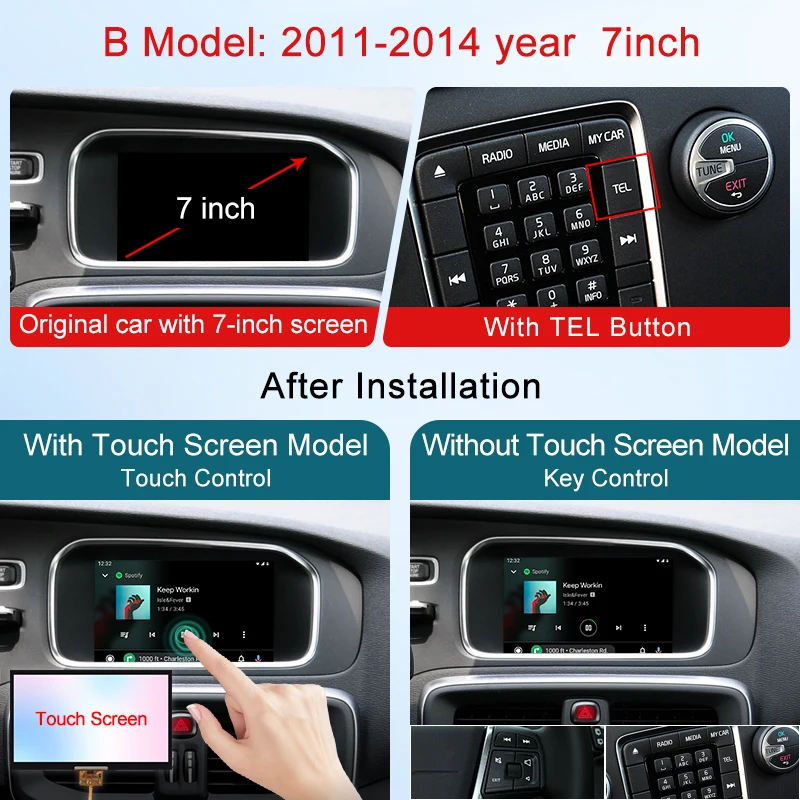 STWEI Wireless Carplay Android Auto Module For Volvo XC60 XC70 S60 S80 V60 V70 V40 2011-2019 Screen Touch Bluetooth Music