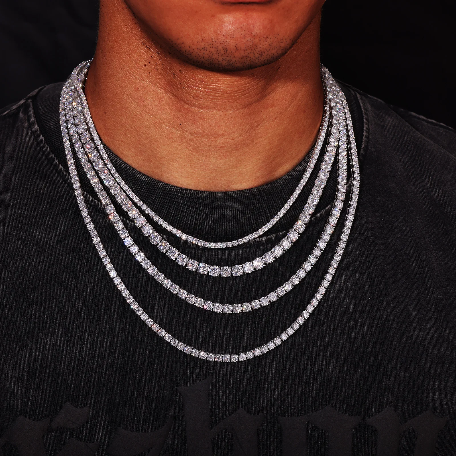 6mm 925 Silver Moissanite High-End Tennis Chain Necklace Hip Hop Collarbone Fashion Jewelry for Men And Women Certified GRA Perfect for Birthdays Anniversaries