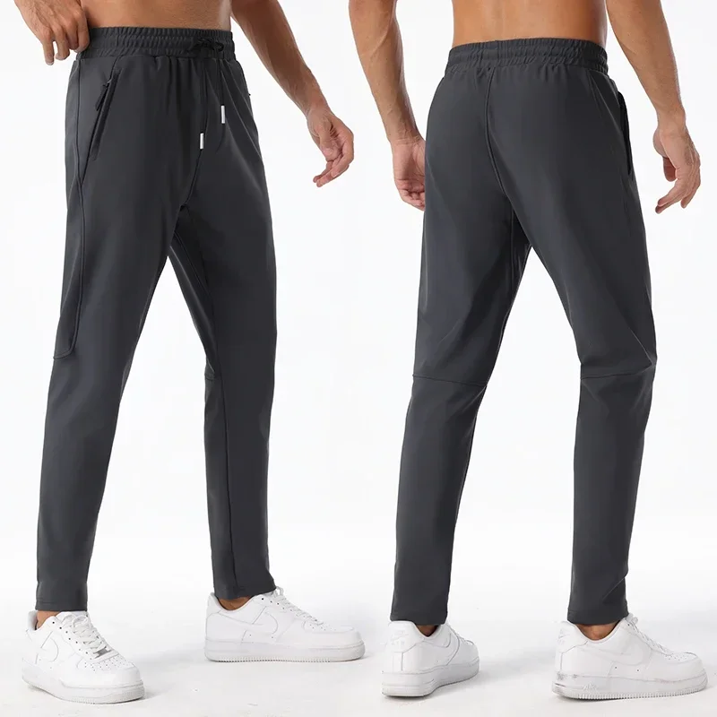 

Men's Outdoor Running Casual Sweatpants Gym Workout Breathable Pants Drawstring Zip Pocket Straight Leg Trousers Climbing