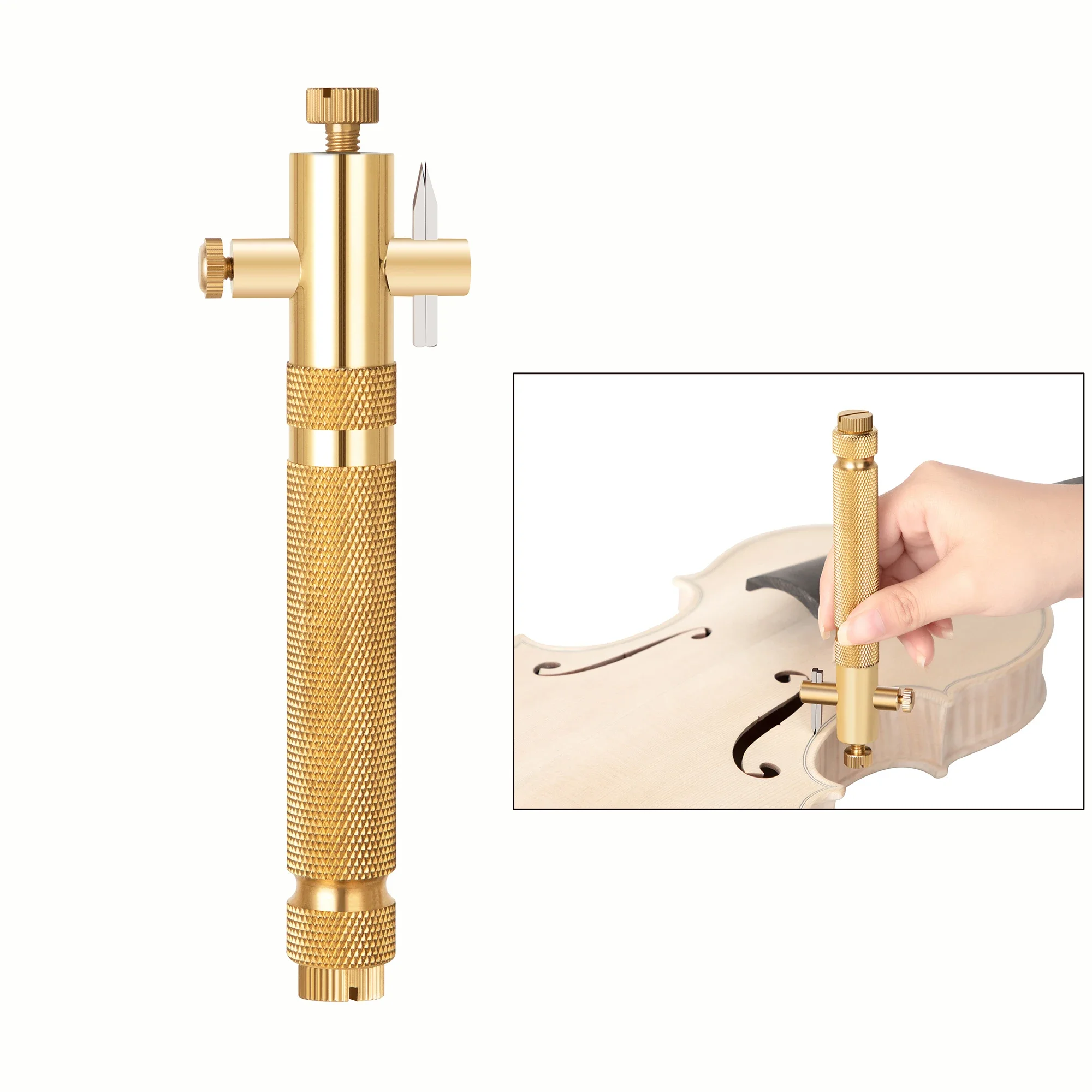 Violin Cello Viola Making Tool Brass Purfling Inlay Inlaid Groove Carver with Blade Fiddler Clean Up Groove Knife Cutter Luthier
