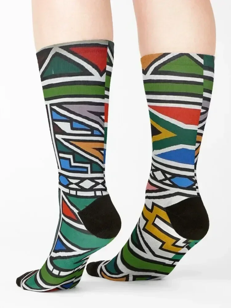 Ndebele Africa design Socks heated colored loose Antiskid soccer Luxury Woman Socks Men's