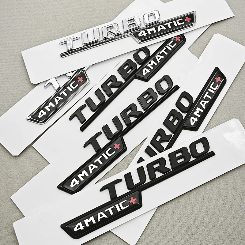 2pcs 3D ABS Chrome Car Letter TURBO 4MATIC Puls Logo Fender Side Badge For Mercedes AMG A35 45 A45S W177 W176 Sticker Accessorie