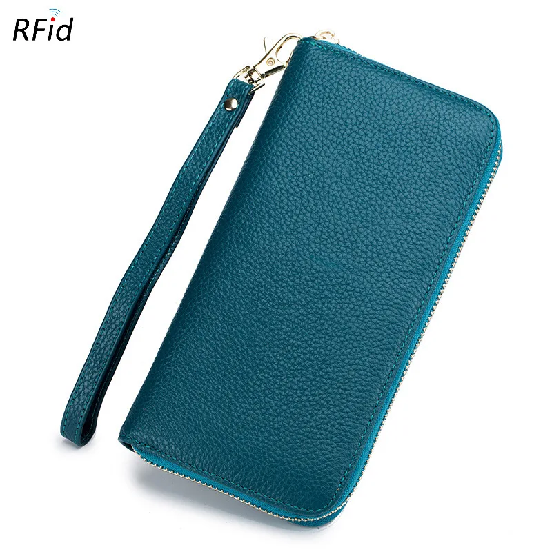 

Genuine Leather Women Long Wallet Rfid Fashion Tassel Clutch Wallet Card Holder Zipper Ladies Purse Coin Phone Pocket Wristlet