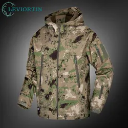Men's Shark Skin Soft Shell Outdoor Jackets Warm Tactical Windbreaker Combat Jacket Mens Hooded Bomber Coats Hiking Clothes