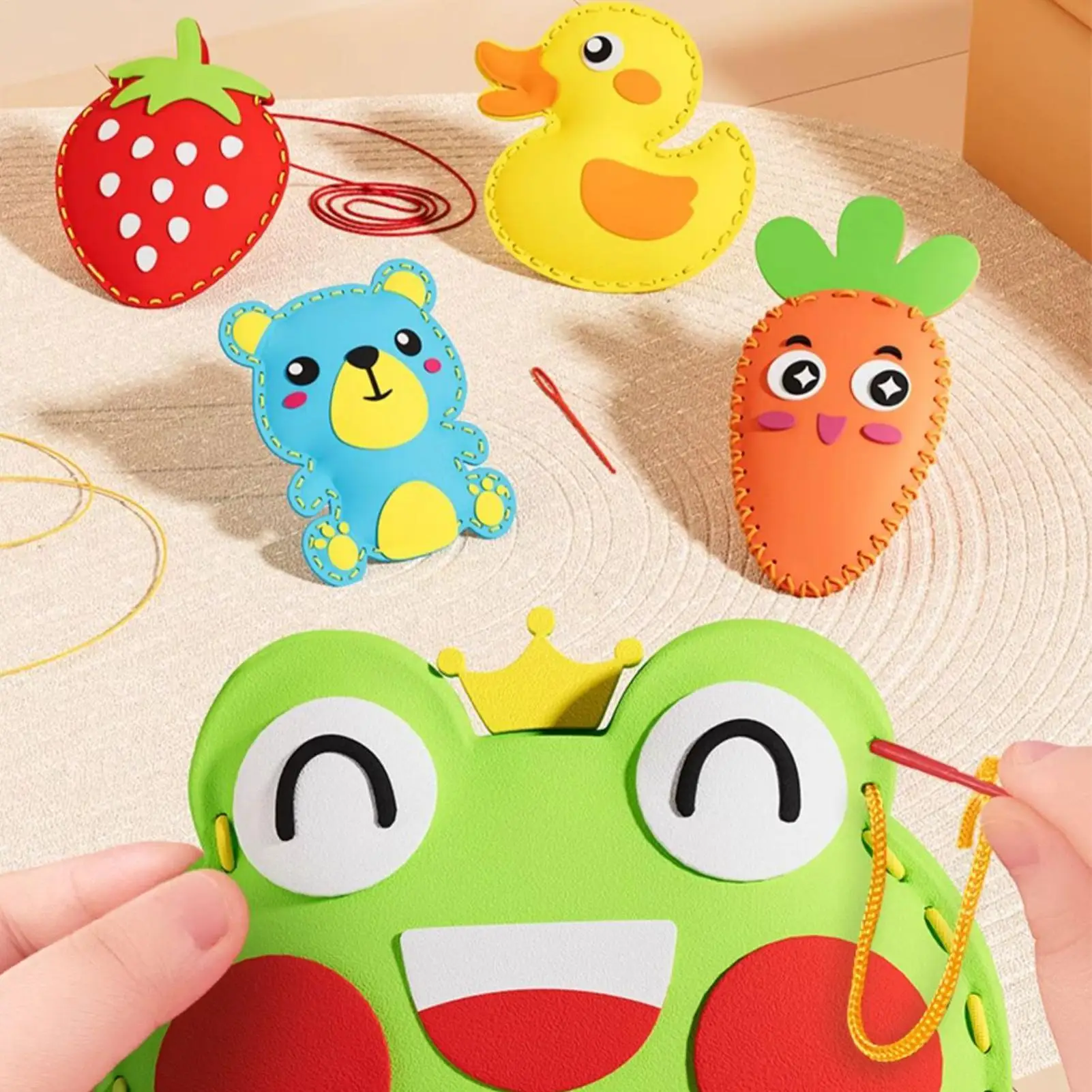 Zestaw do szycia zabawnych zwierzątek z pianki EVA, wstępnie wykrojone kształty, edukacyjna zabawka do szycia dla dzieci, zestawy kreatywne, wczesna edukacja, trening Montessori