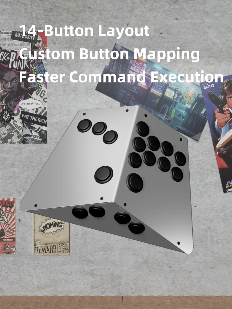 Haute42 Retro+ Hitbox Zero Metal 올버튼 컨트롤러 인체공학적 14키 맞춤형 레이아웃 1.2mm 스팀 데크 PS5 PC 스위치용