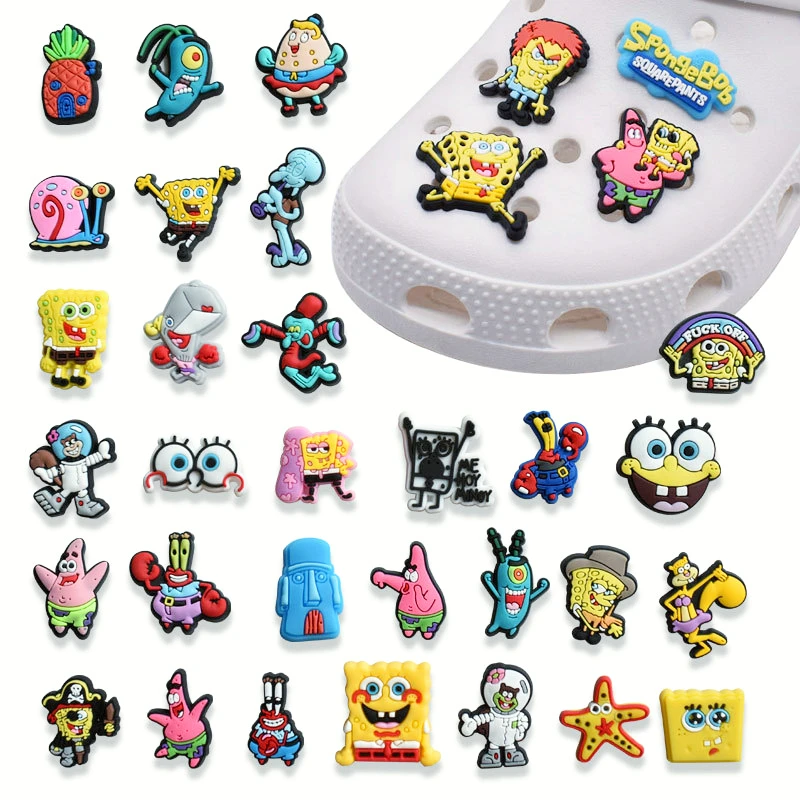 Sponge-Bob Shoe Charms Decoration Cute Cartoon Patrick Stars Shoe Charms Clogs Sandals Accessories Kids Gifts