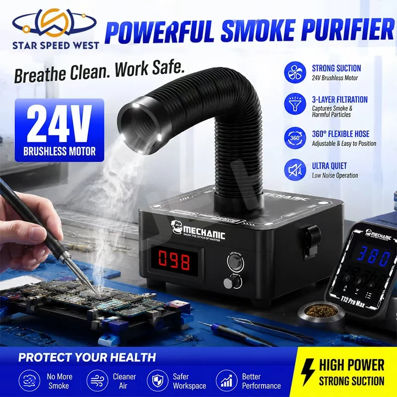 MECHANIC PURIFY-5 Powerful Smoke Purifier with HEPA Filter 80 CFM Suction for Laser Engraving Soldering Fume Extraction Tools