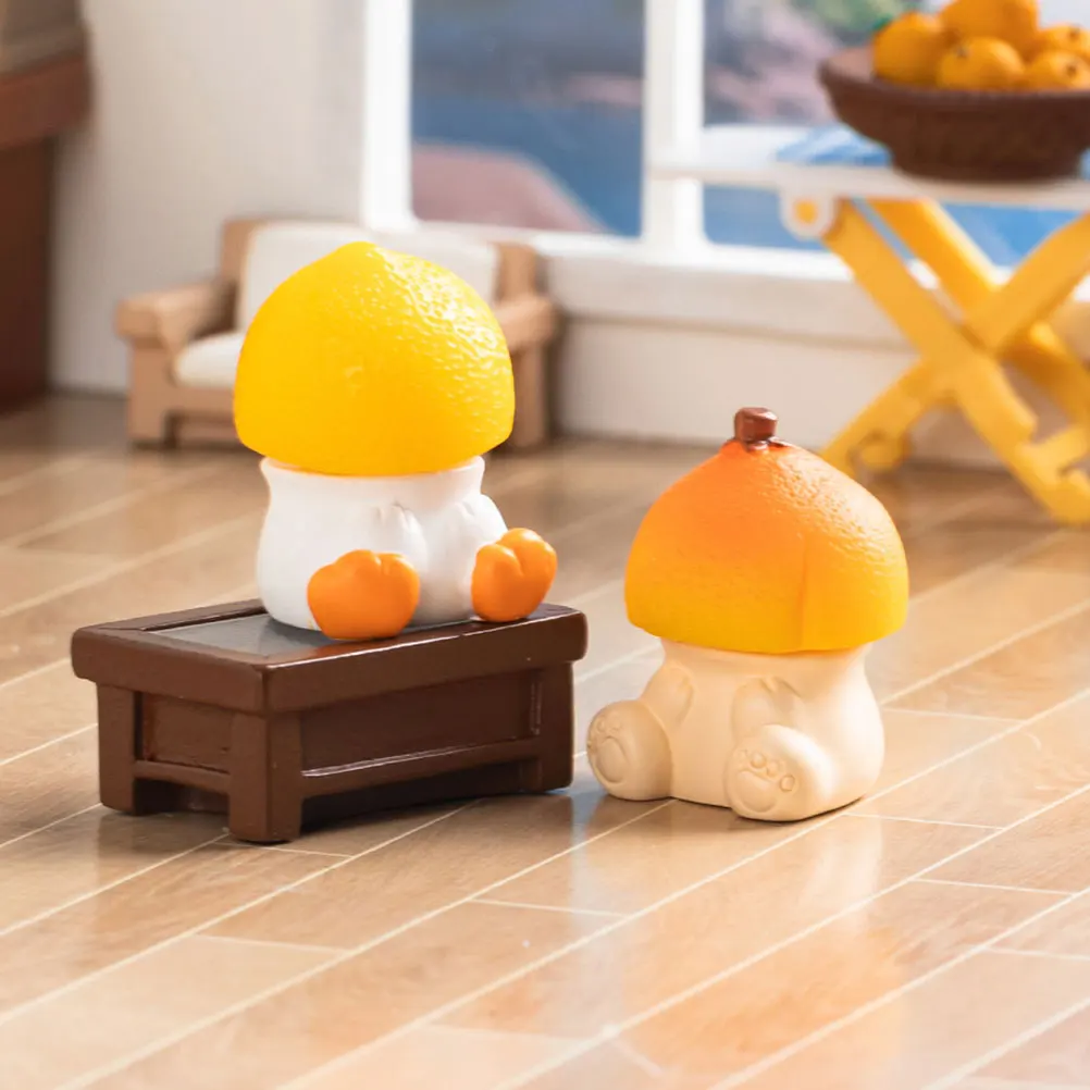

6 Pcs Fruit Hat Ornaments Mini Plastic Animals Figures to Hide Fairy Garden Accessories Outdoor Minature Figurine Resin Office