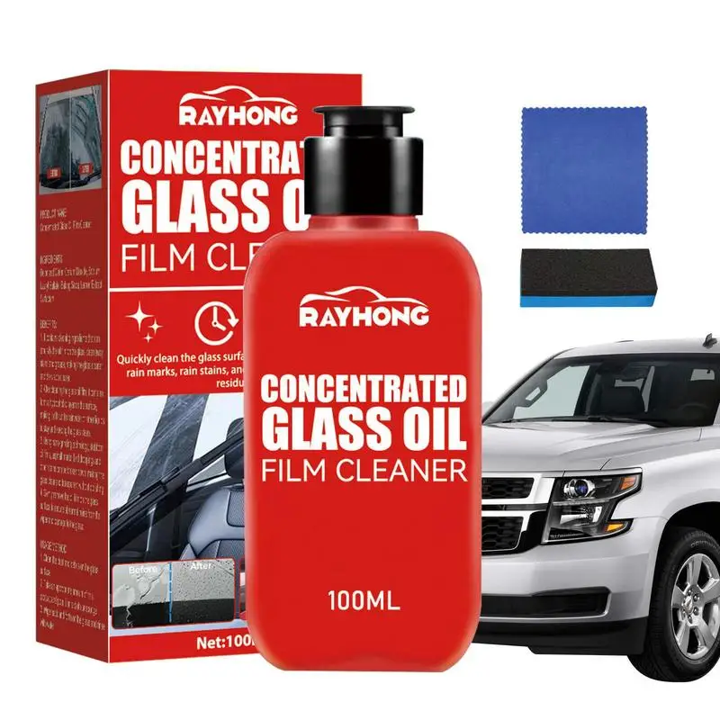 Automotive Glass Cleaner Car Windshield Oil Film Cleaner With Sponge And Towel 100ml Glass Cleaning Cream Quickly And Easily