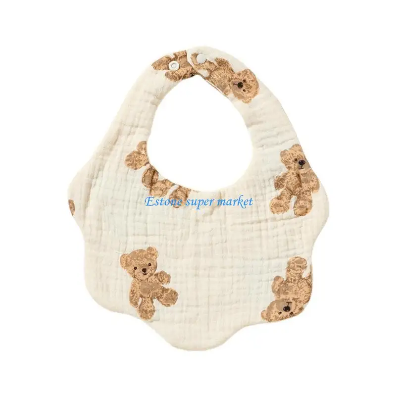 

090B Breathable Baby Bib Newborn Drooling Bib Cotton-gauze Burp Cloth with 2 Buttons Infant Teething Bib Feeding Towel