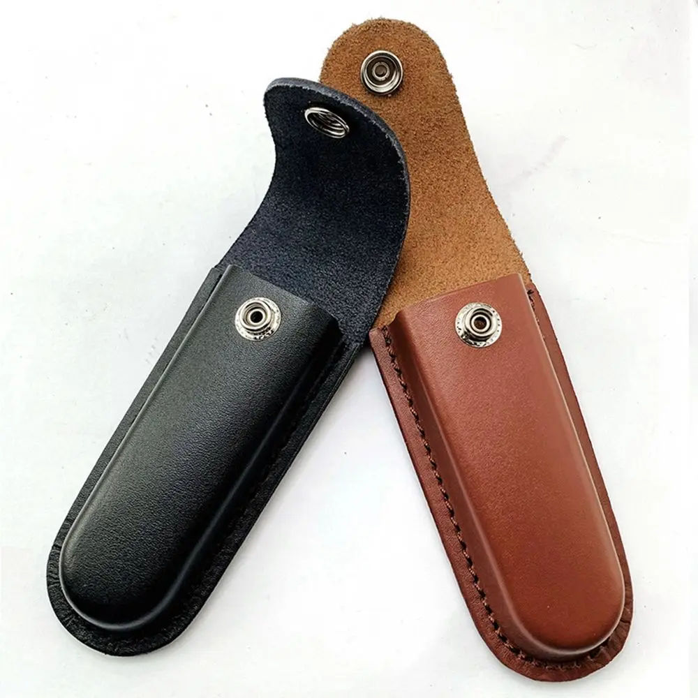 High Quality Pocket Brown Hunt Knife Sheath Holster Fold Knife Tool Camp Outdoor Carry Belt Loop Case Flashlight Case image 3