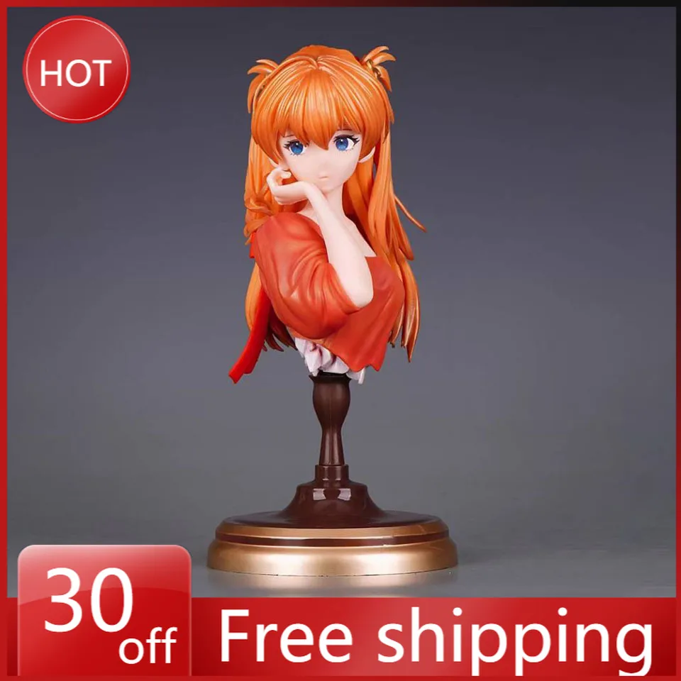 23cm NEON GENESIS EVANGELION Asuka Langley Soryu Action Figure Bust Cute Doll Ornaments Collection Desktop Display Gift Toys