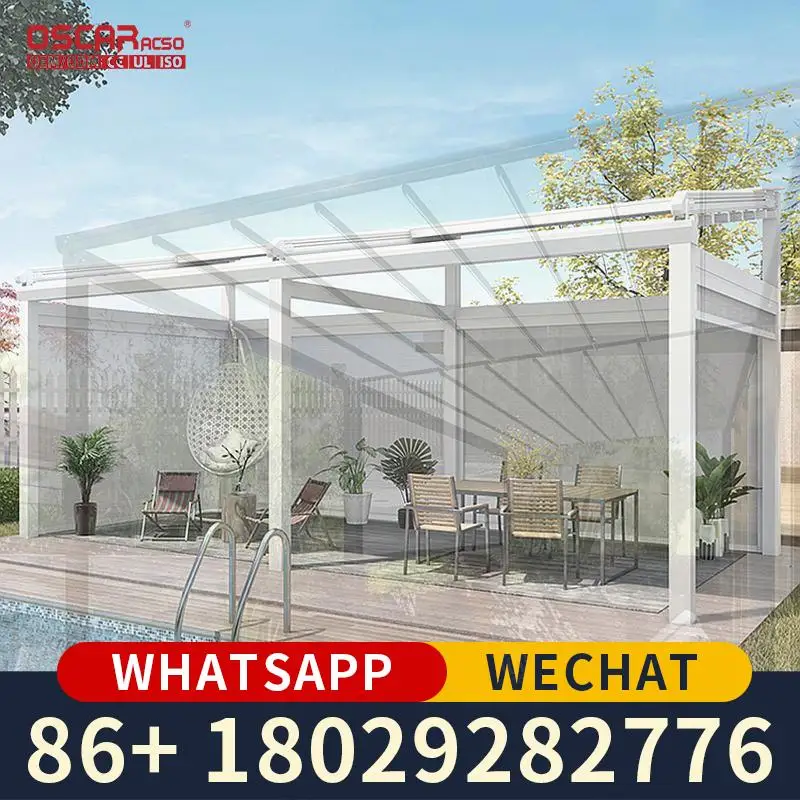 

Steel Frame PVC Coated Profile Gazebo Pergola Outdoor Garden Patio Backyard Retractable Canopy Pergola