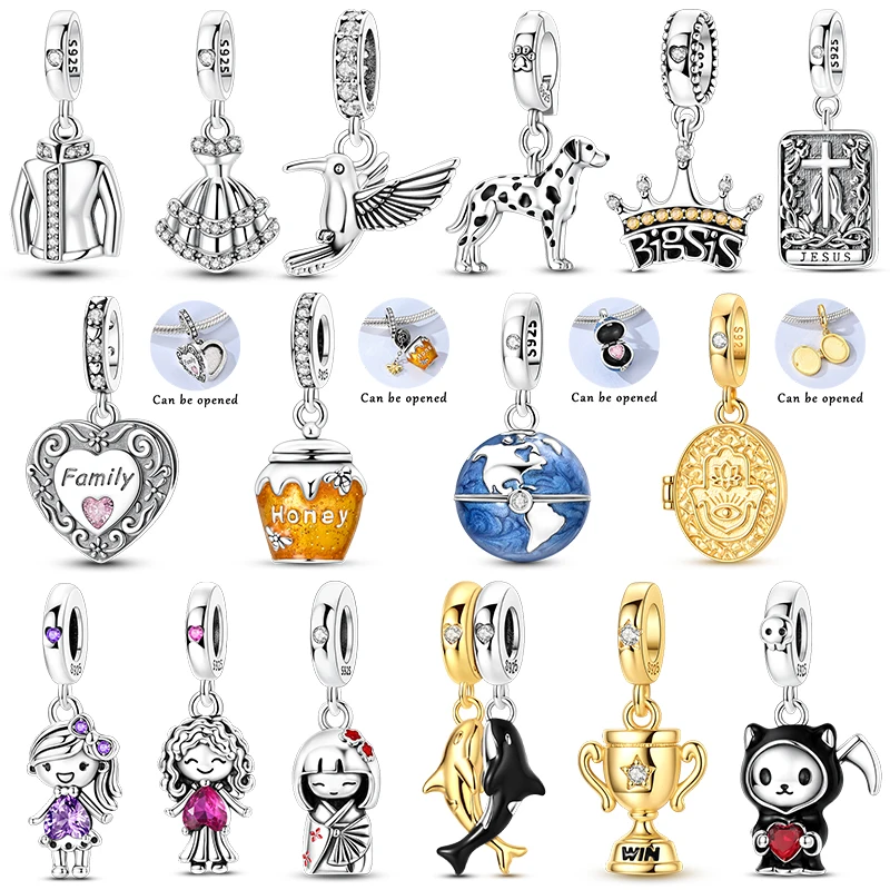 Original Charms Dalmatian Hummingbird Honeypot Globe 925 Sterling Silver Charms Beads Fit Bracelet Diy Jewelry