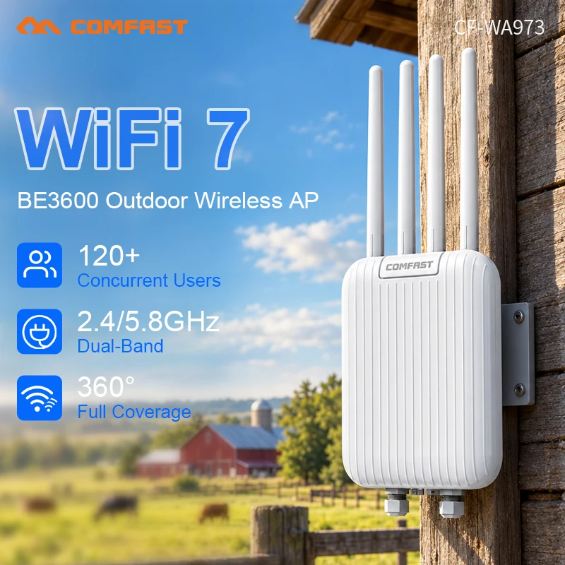COMFAST High Power Long Range WiFi Range Extender Repeater BE3600 Outdoor Weatherproof IP67 Wireless Mesh Access Point Router fo
