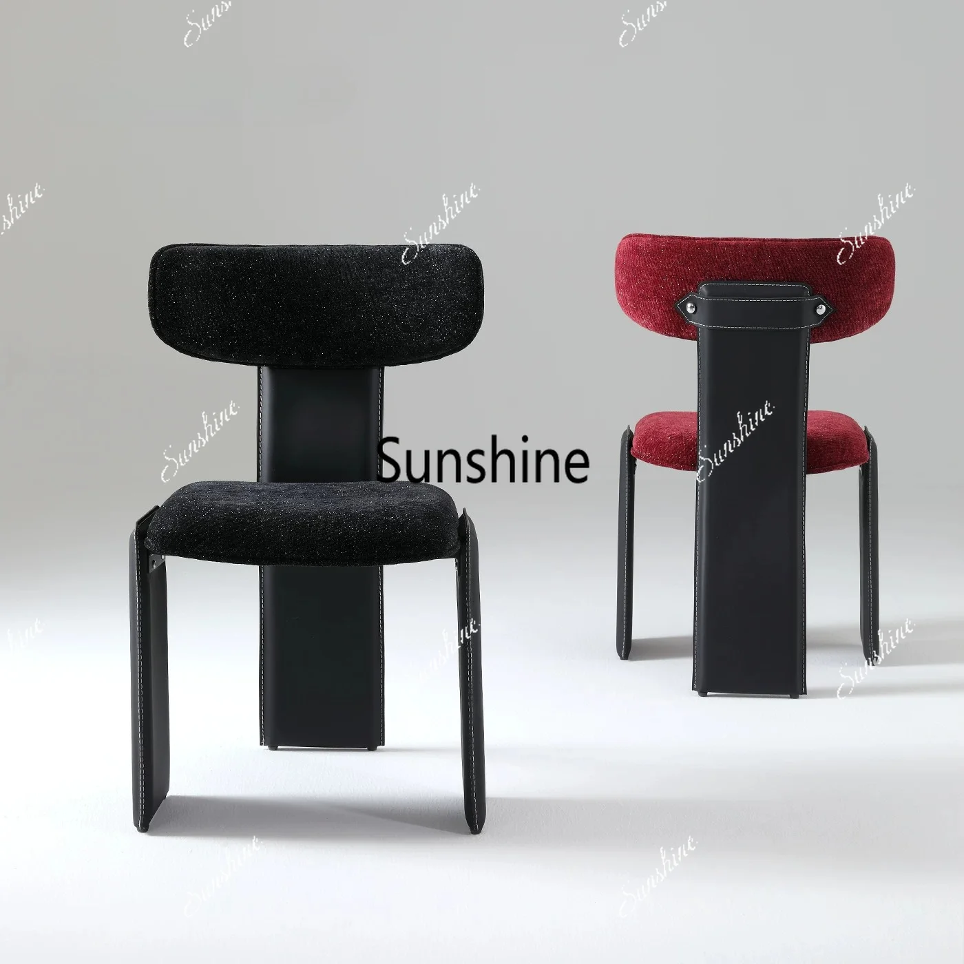 Italian saddle leather cloth combined with family island dining table and chairs