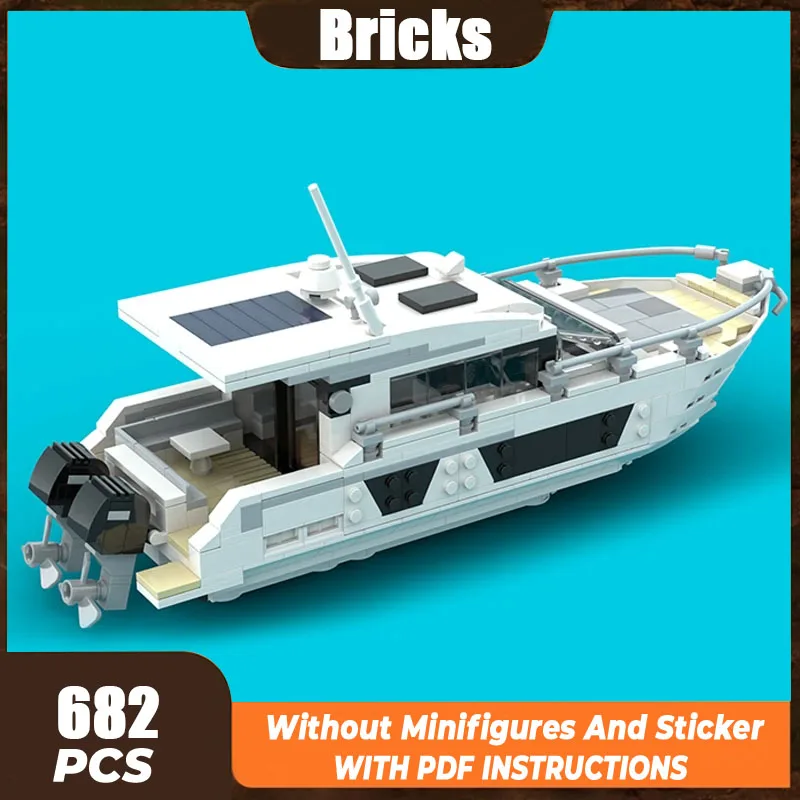 Moc Building Bricks Military Boat Model Outboard Motor Yacht Technology Modular Blocks Gifts Christmas Toys DIY Sets Assembly