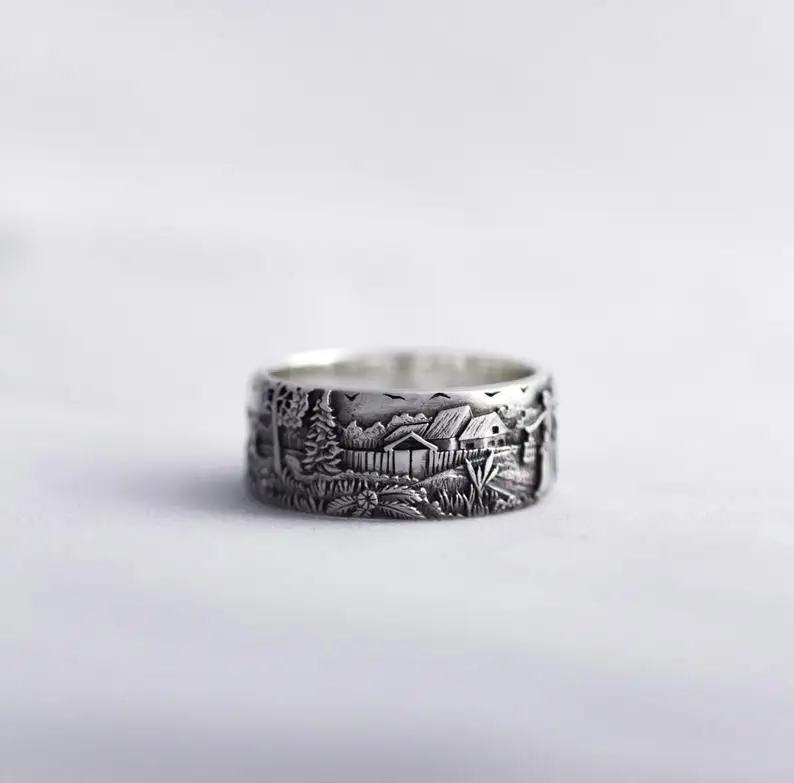 Anillo de moda salvaje para hombres y mujeres, anillo de bosque de ciervos de plata de Tailandia, anillo de plata 925, anillo de estilo Hip Hop, joyería para hombres y mujeres