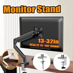Adjustable Single Monitor Mount Desktop Bracket 13-32in Computer Monitor Holder Single Arm Stand Load 2-9Kg VESA 100x100mm