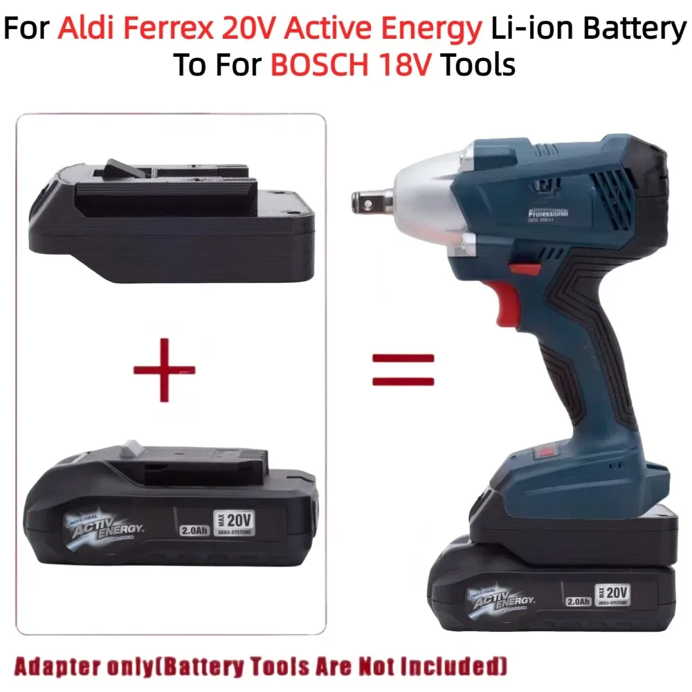 Imagem -02 - Adaptador Conversor de Bateria para Bateria de Lítio de Energia Ativa Aldi Ferrex 20v para Ferramentas de Perfuração sem Fio Bosch 18v Apenas Adaptador