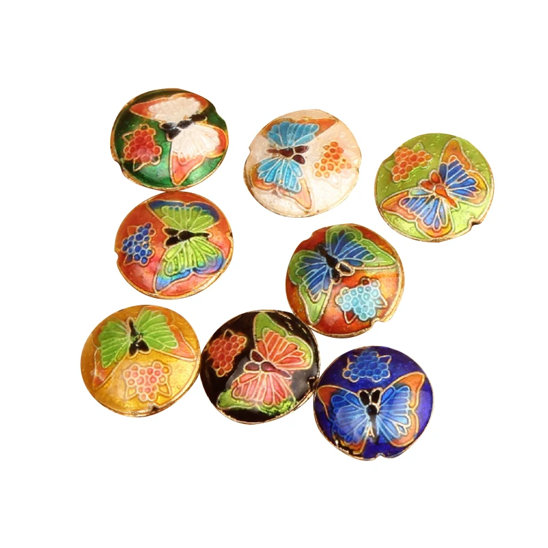 

5pcs Colored Cute Butterfly Design Beads Traditional Handicrafts Cloisonne Enamel Copper Accessories DIY Jewelry Making Findings