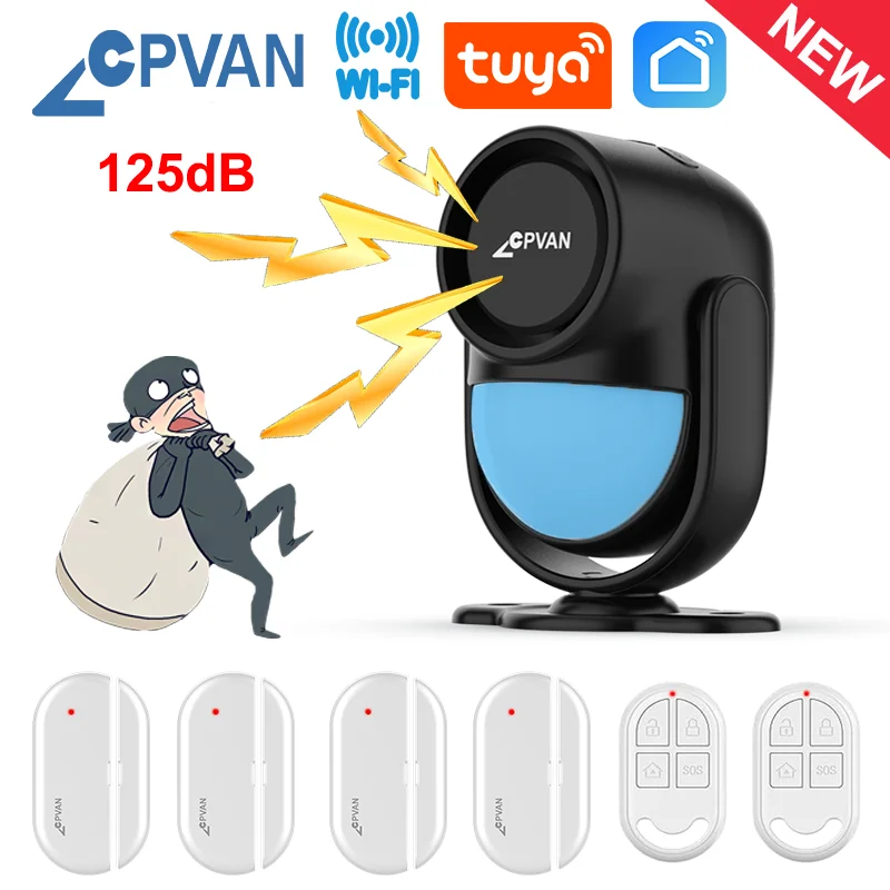 CPVAN Wireless WIFI Infrared Motion Sensor Detector Alarm Tuya Smart Home Alarm security  protection System House Burglar Alarm