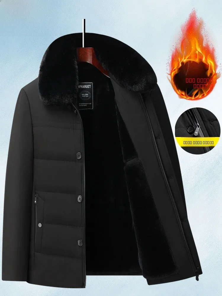 

Мужское хлопковое пальто Thiened Fce на подкладке, зимнее теплое пальто со съемным меховым воротником, повседневное длинное пальто-све све