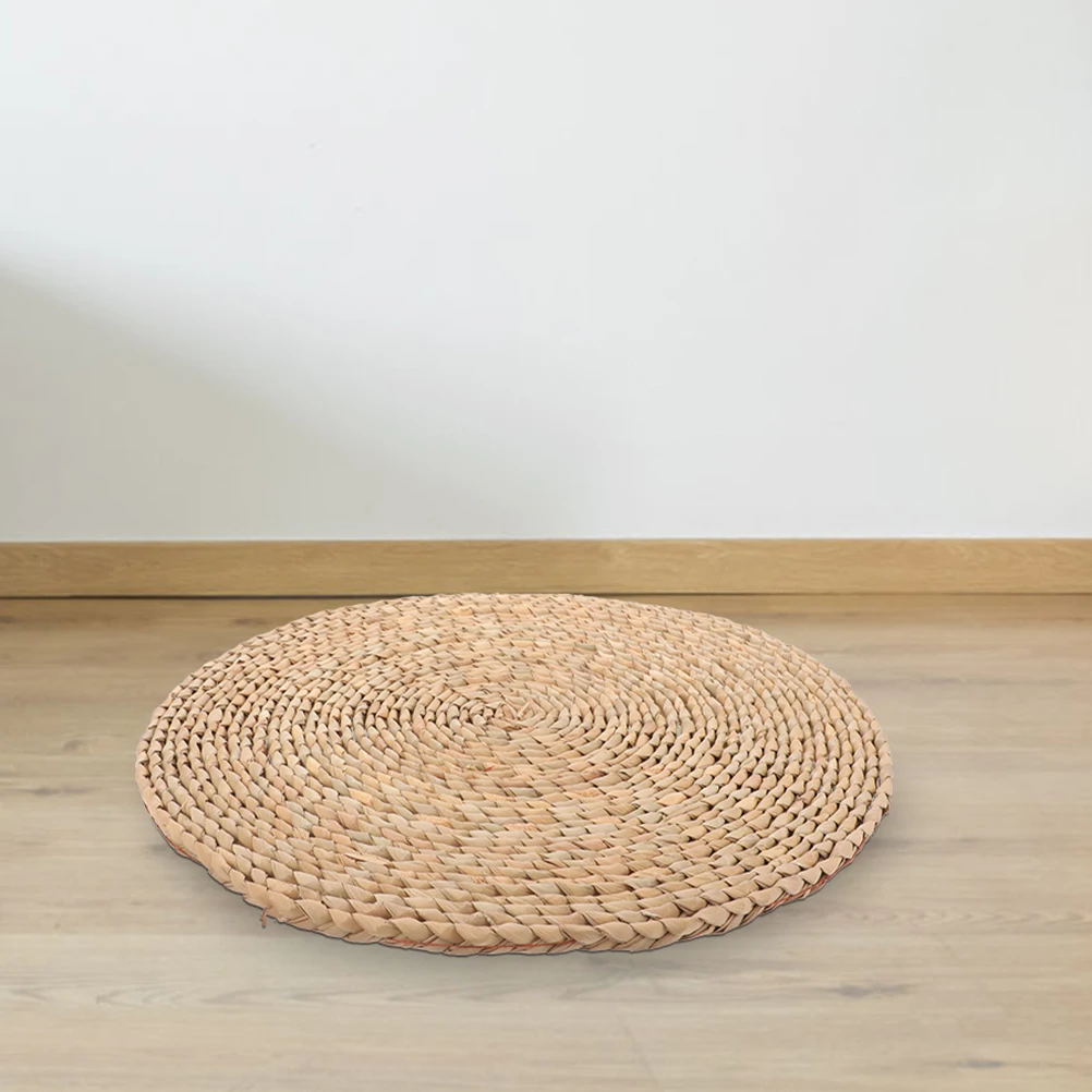 

Round Woven Sitting Cushion Natural Cattail Floor Mat For Meditation Yoga Home Use Japanese Style Handmade Pad