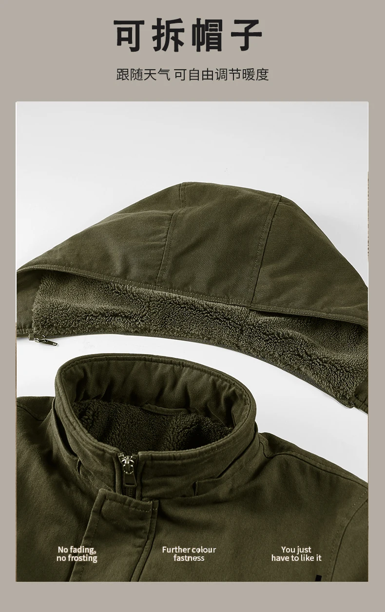 Middle Elderly Mens Pure Cotton Multi Pocket Workwear Jacket Mid Length Loose Windbreaker Spring Autumn Outdoor Windproof Daily