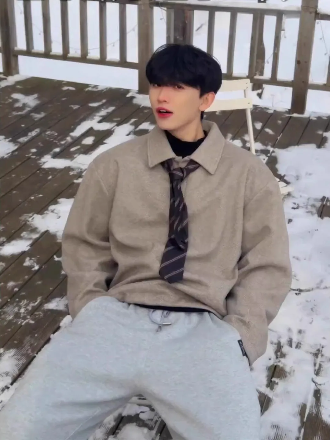 

Men's Ne Sweatirt Stand Fit Long Sve Casual Sle Micro Stretch Regular Length Garment Decorative Tie Design