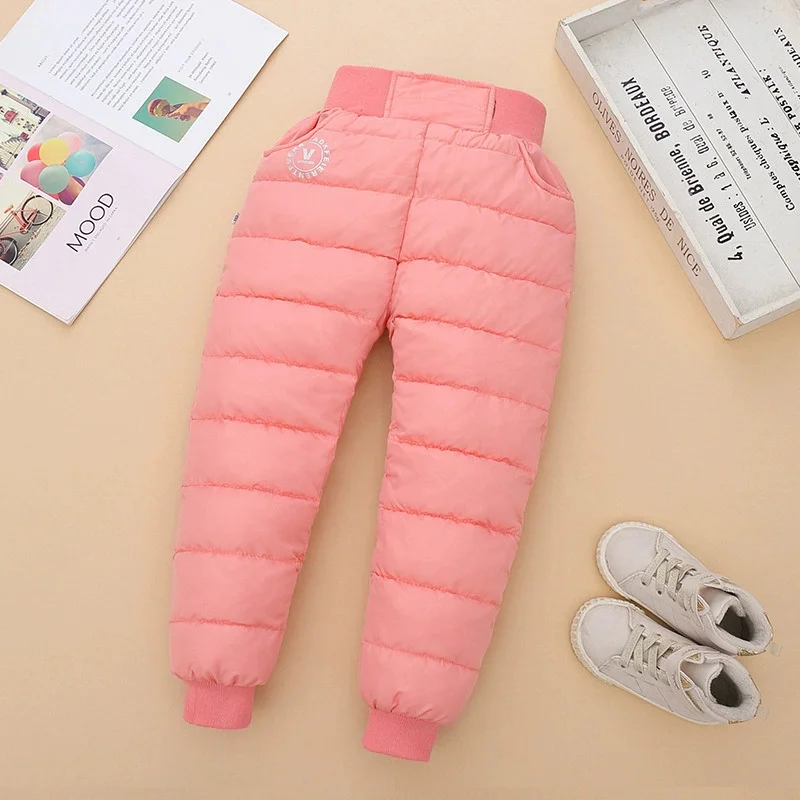 

2025 Winter New Children's Down Trousers Boys Padded Sweatpants Girls Thickened Warm Pants Autumn 3-12Y Kids Underwear Clothes