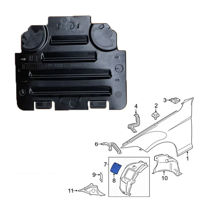 Wheel Arch Headlight Access Cover For BMW E82 E88 E90 E91 135i 325i